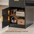 thumbnail image 6 of SEDETA 67" L Shaped Desk with Hutch, Corner Computer Desk with Power Outlets, Fluted Office Desk with File Drawer, Storage Cabinet & Glass Display Cabinet for Home Office, Gaming Desk, Black, 6 of 9