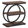 thumbnail image 6 of Fnova Side Table with Circular Metal Frame, End Table with 3-Tier Shelves for Living Room, Dark Brown, 6 of 16