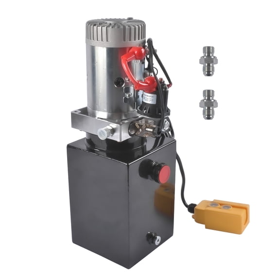 Mustrod 6 Quart Single Acting Hydraulic Pump Power Unit 12V 3200PSI Max for Dump Trailer SAE #6 Port