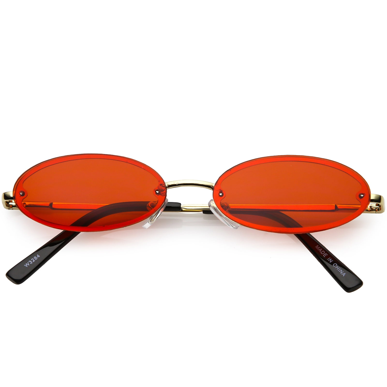 sunglass.la Retro Small Rimless Oval Sunglasses Slim Arms Color