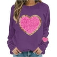 thumbnail image 2 of Felirenzacia 5XL Women’s Valentine Sweatshirt Cute Heart Graphic Pullover Long Sleeve Casual Holiday Top, Purple,3XL, 2 of 5