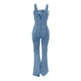 thumbnail image 5 of Babysbule Women's Denim Overall Jeans Sleeveless High Waist Fashion Wide Leg Bell-bottoms Jumpsuit, 5 of 7