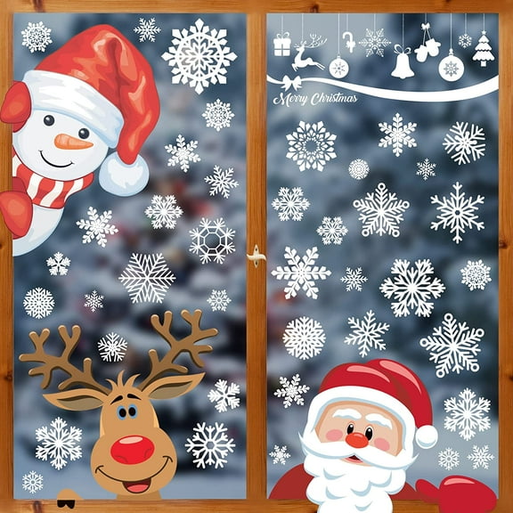 Christmas Decorations - Christmas Window Clings Christmas Decorations Indoor Christmas Decorations Clearance Snowflakes Christmas Window Decorations Stickers for Home Office Classroom