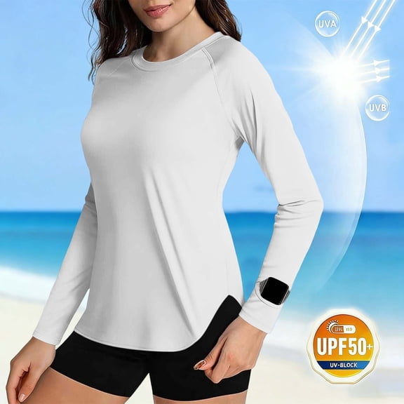 Women's Long Sleeve Shirts UPF 50 Sun Protection Shirts for Hiking Fishing Workout Rash Guard Sun Shirt UV Protection Workout Tops Lightweight Gym Shirts