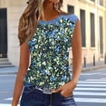 thumbnail image 4 of Uootdi Womens Tank Tops Denim Patchwork Print Crew Neck Sleeveless Curved Hem Loose Fit Breathable Tops Casual Cami Tees Daily Street Style Wear Gift, 4 of 9