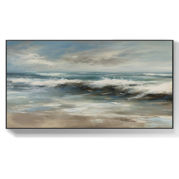 Custom Seascape Oil Painting Original Ocean Textured Canvas Wall Art Sea Landscape 3D Textured Wall Art Living Room Home Decor,Unstretched,Frameless,(41*61cm)16*32Inches