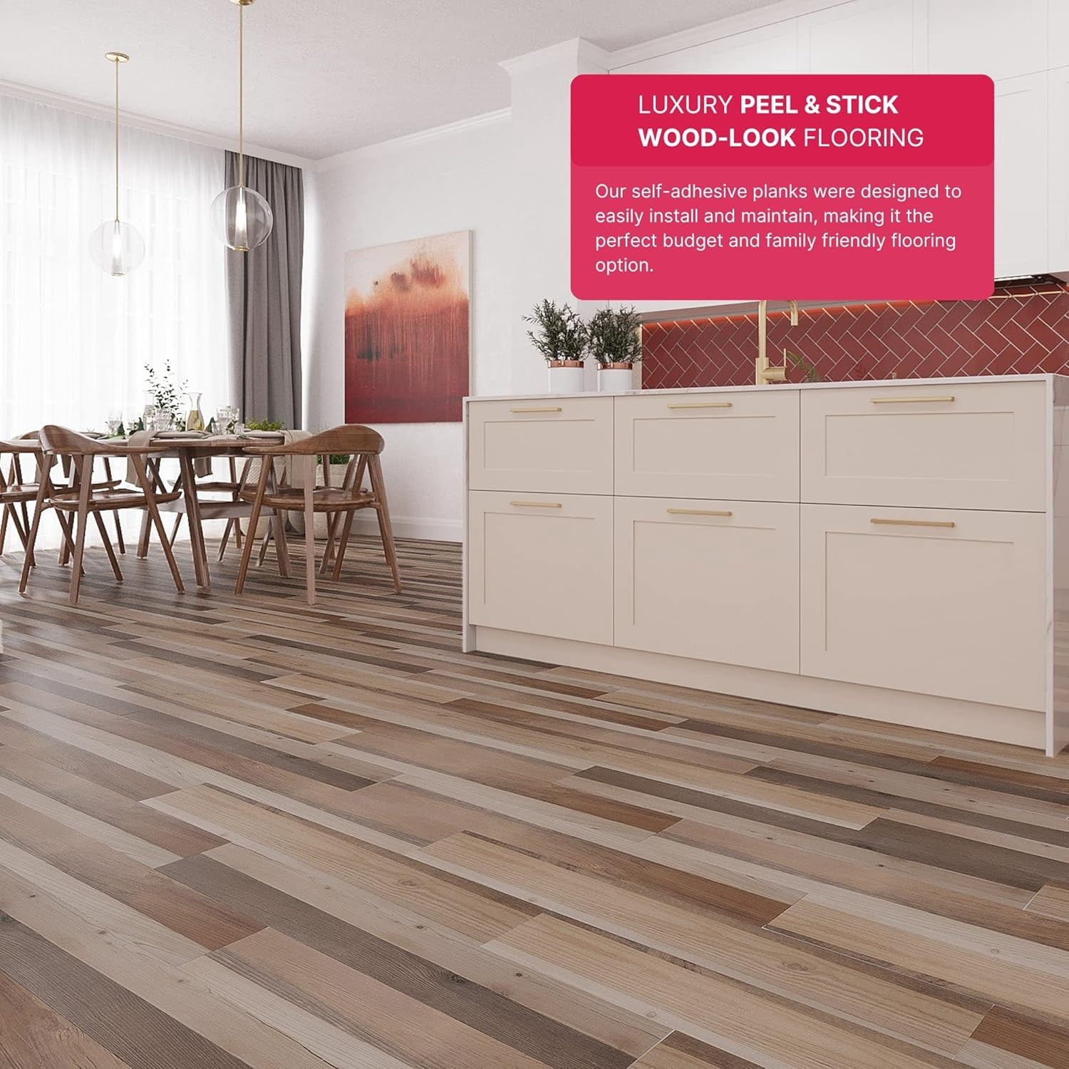 Luxury Vinyl Flooring Tiles | Peel and Stick Floor Tile for DIY Installation | 12 Wood Look Planks | Barn | BaseCore | 18 Sq. Feet