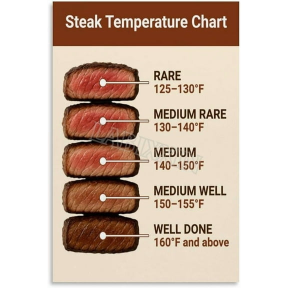 Steak Doneness And Temperature Guide Chart Poster Painting for Living Room Bedroom Decor