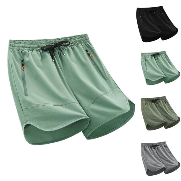 FRSASU Men's Casual 7 Inch Cotton Linen Shorts Drawstring Summer Beach Stretch Beach Shorts with Zipper Pockets Gray