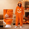 thumbnail image 4 of IUYRTFE Women Hooded Full Zip Pumpkin Print Onesie Jumpsuit for Halloween Party Relaxed Fit Wear, 4 of 5