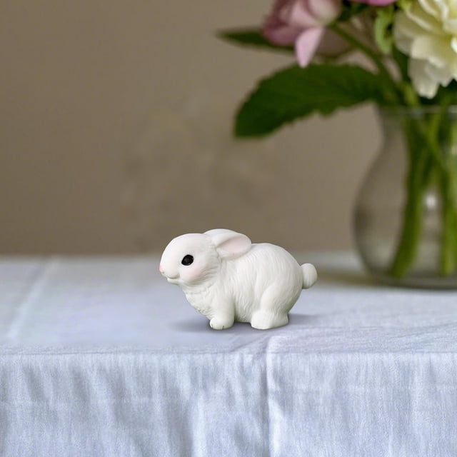 Realistic Resin Rabbit Micro Ornament - Durable, Weather-Resistant - for Miniature Gardens, Terrariums, Fairy Decor