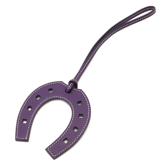 Pre-Owned HERMES Paddock Horseshoe Accessory Bag Charm, Motif, Veau Swift Leather, Iris Purple