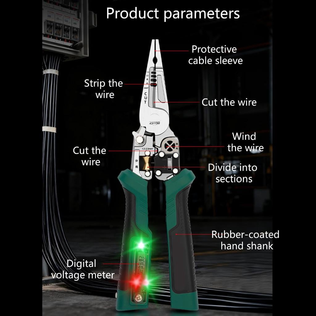 Osdhezcn Wire Stripper Tool Voltage Indicator Alarm Ergonomic Handle Carbon Steel for Electrical Maintenance