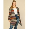 thumbnail image 2 of GRACE & GRANDEUR Women's Plus Size Color Block Striped Open Front Cardigan, 2 of 6