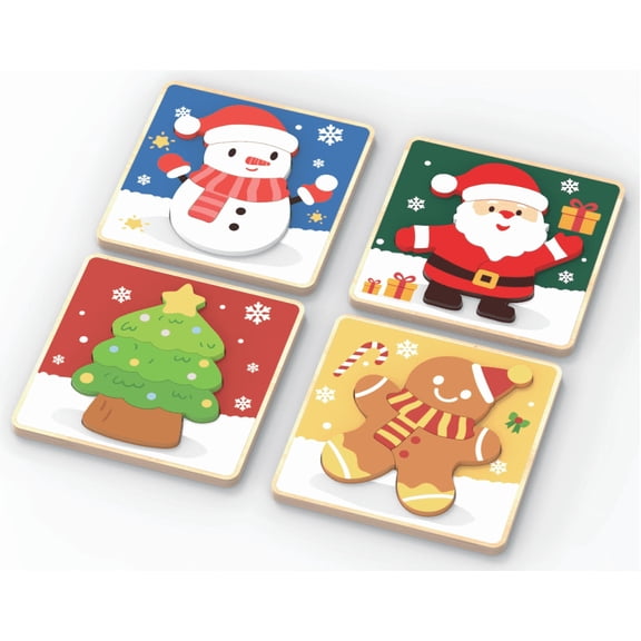 Wooden Puzzles Toddler Toys Gifts for 1 2 3 Year Old Boys Girls, Animal Jigsaw Puzzles Montessori Toys,Learning Educational Preschool Toys-Christmas