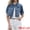Blue, variant on Women's Rolled Sleeve Button Down Crop Jean Jacket XL Blue