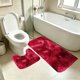thumbnail image 4 of Juego de alfombrillas de baño de felpa para inodoro y ducha, suaves, absorbentes de agua, antideslizantes, de terciopelo polar, lavables a máquina, de secado rápido, decoración para el suelo del baño, 4 of 6