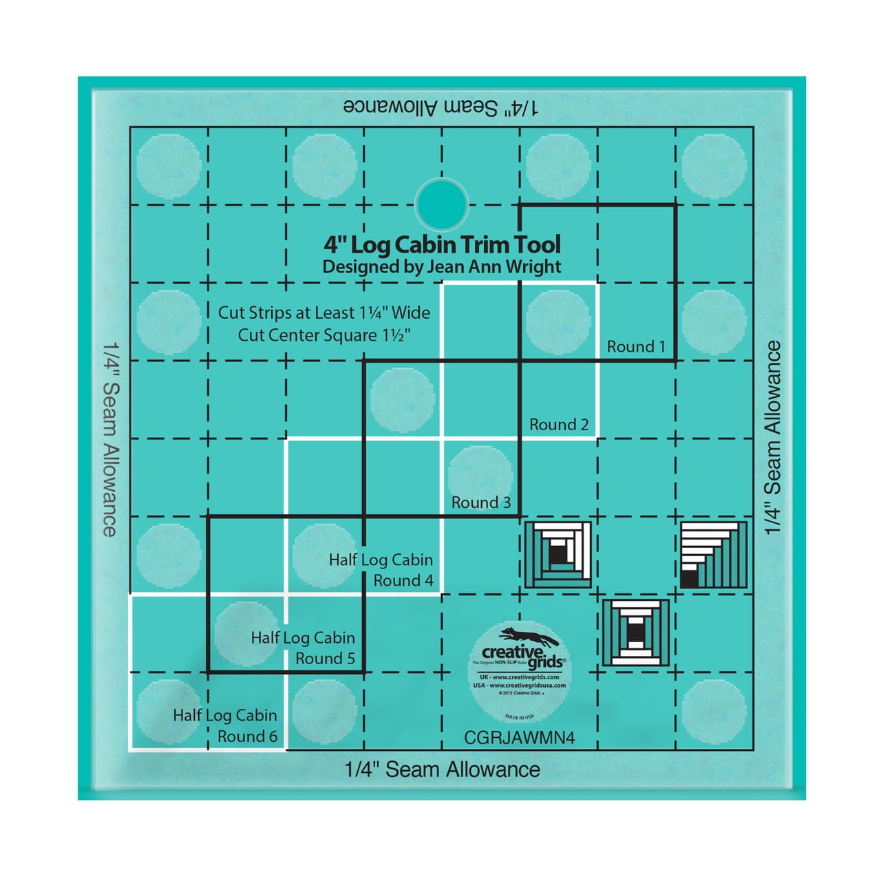 Creative Grids 4in Log Cabin Trim Tool Quilt Ruler - Walmart.com