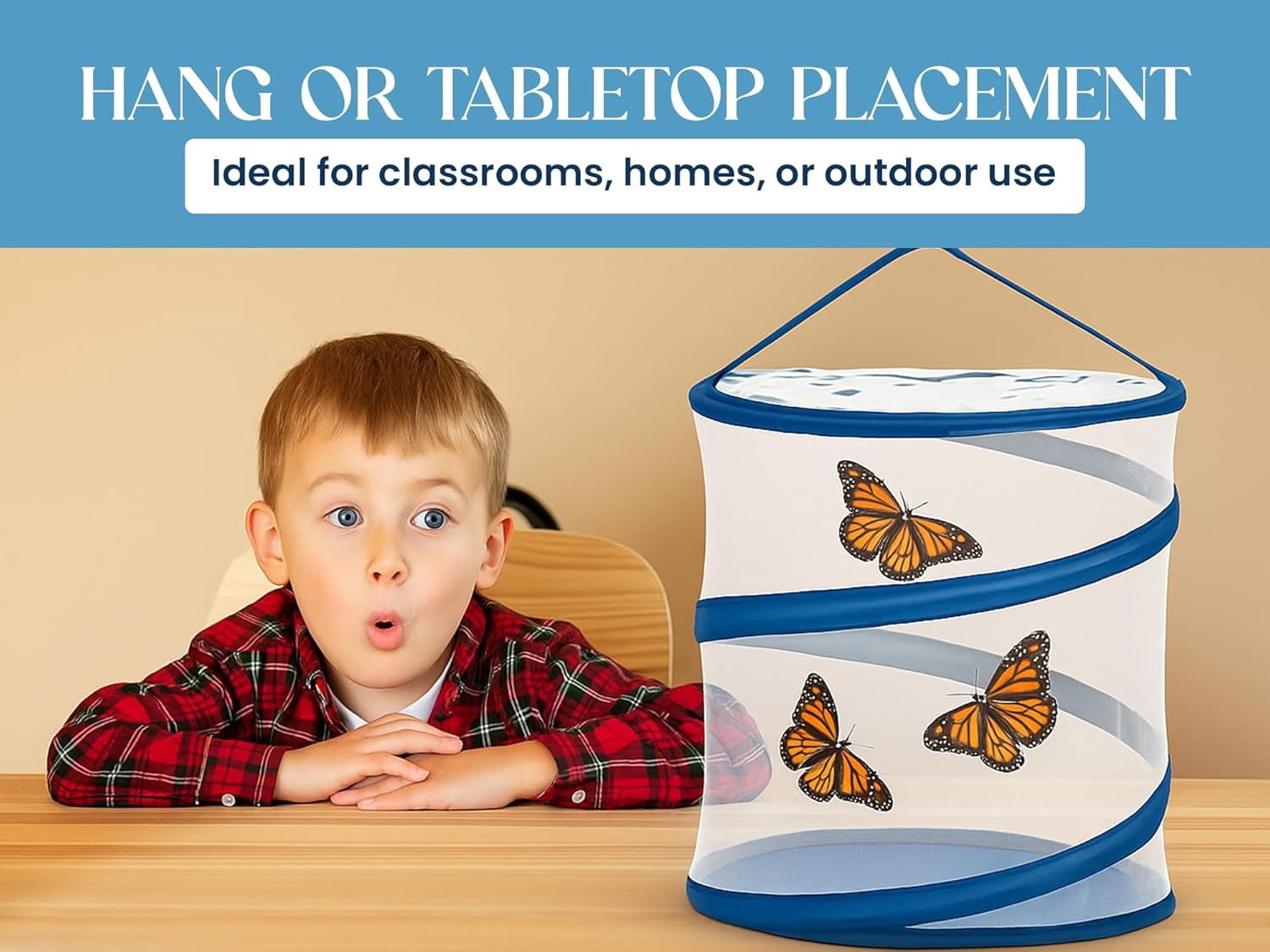 Pop-up Insect and Butterfly Habitat Mesh Cage 18"x12" Clear See Through Butterfly Cage - Large Mesh with Extra Room