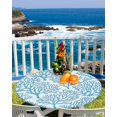 thumbnail image 2 of Coastal Coral Marine Plants Fitted Round Tablecloths Elastic Edged Table Covers 45"-54",Watercolor Ocean Theme Waterproof Dining Room Kitchen Table Cloth for Holiday Party Tables Decor, 2 of 8