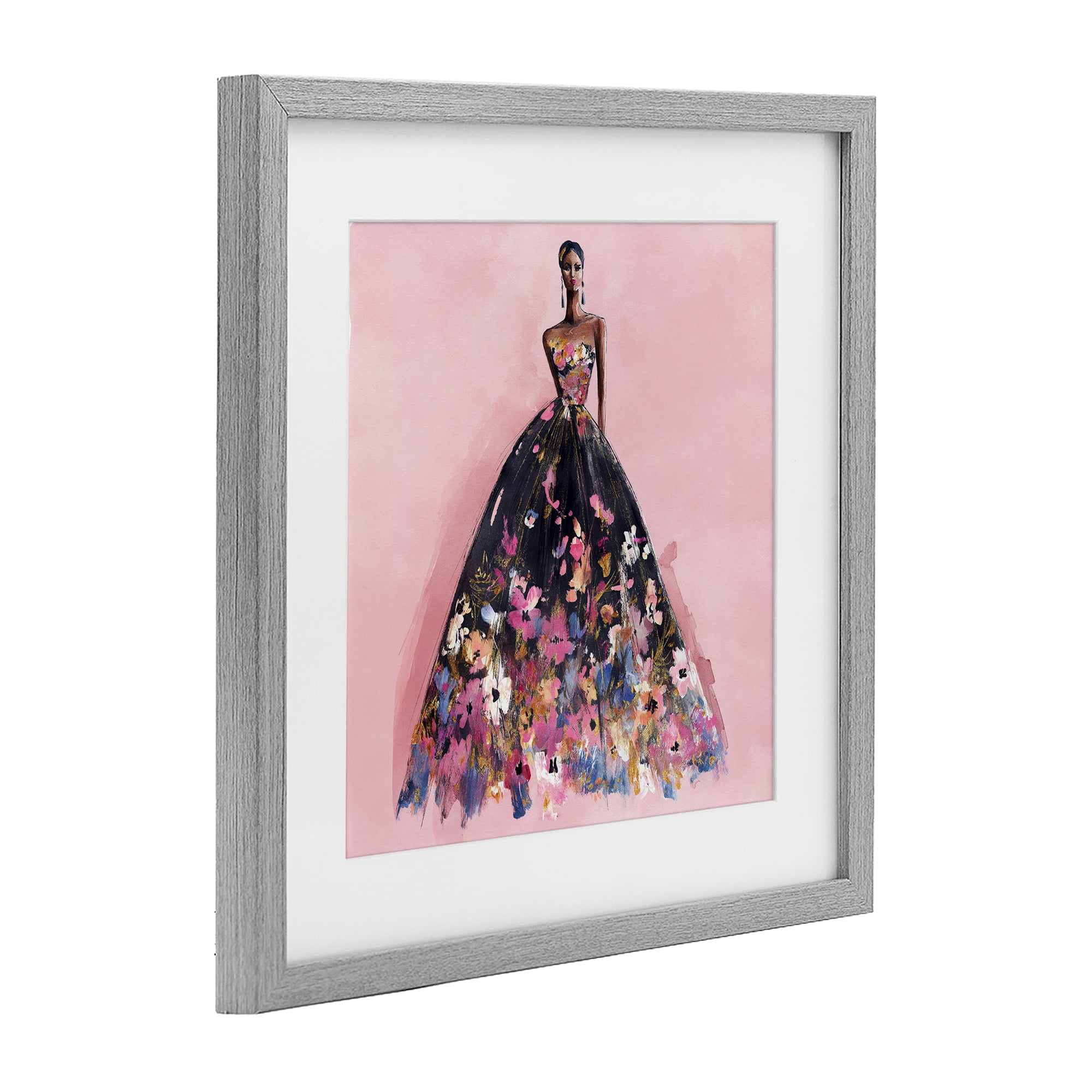 Stupell Industries Floral Reverie Gown Gray Framed Print Under Glass, design by Svetlana Aleynikova