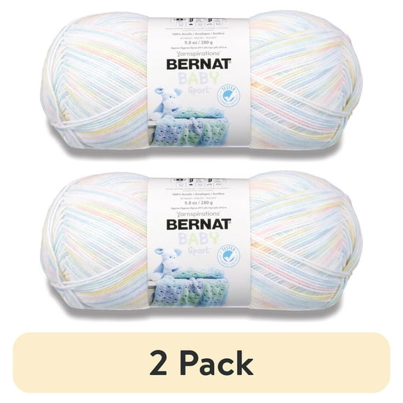 (2 pack) Bernat® Baby Sport™ #3 Light Acrylic Yarn, 9.8oz, 816m, 861 Yards Baby Baby Ombre