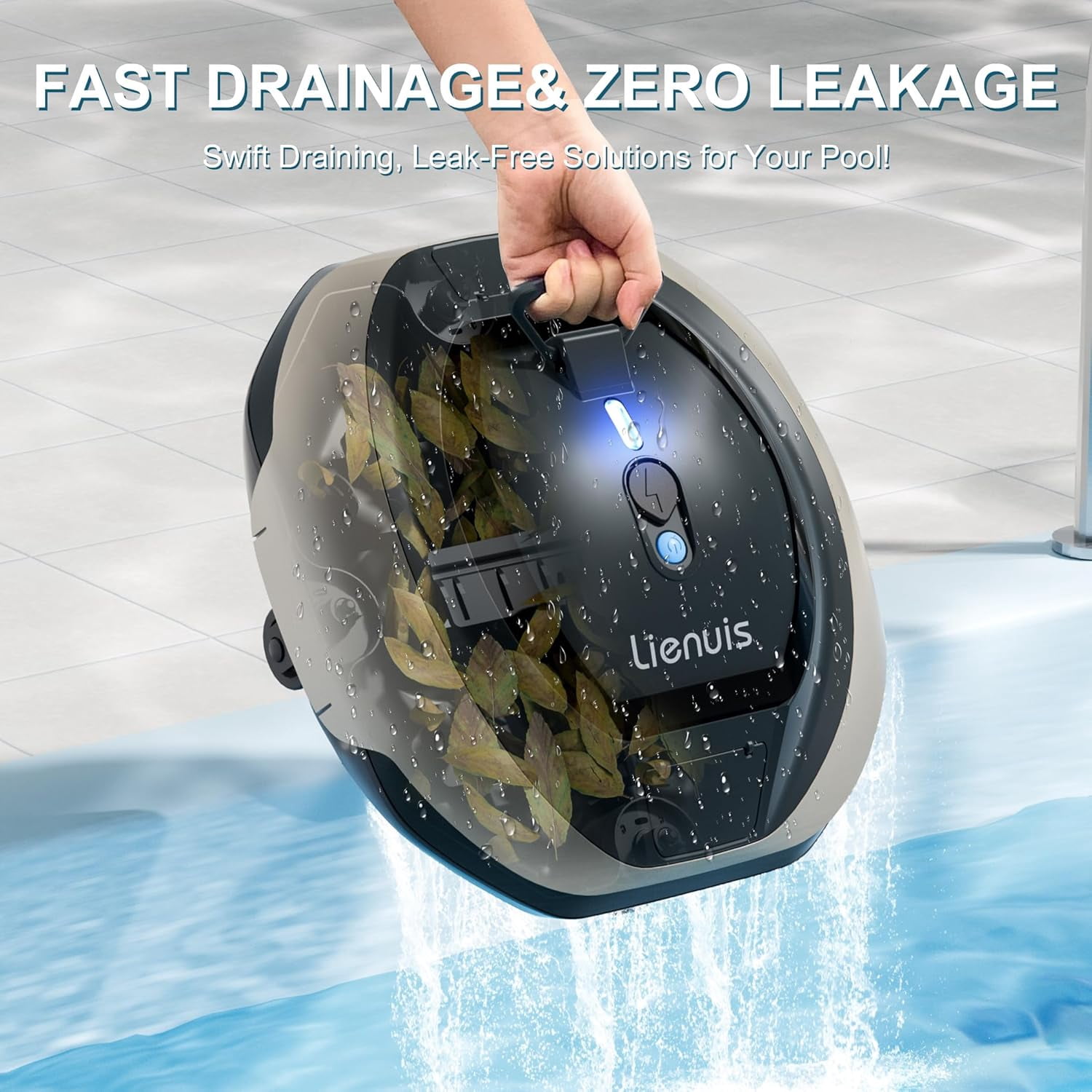 Robotic Pool Cleaner, Pool Vacuum For Above Ground Pool, Cordless Pool Vacuum Robot With Dirt-Lock Tech