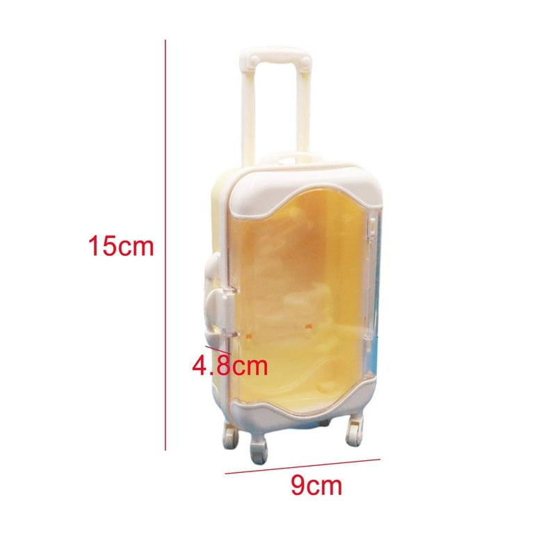 1/12 Mini Trolley Luggage Doll Jewelry Small Clothes Suitcase Dollhouse  Supplies Scenery Pretend Furniture Simulation Decoration , Yellow,  15x9x4.8cm