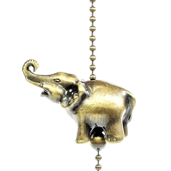 Elephant Antique Metal Ceiling Fan Pull 2"h