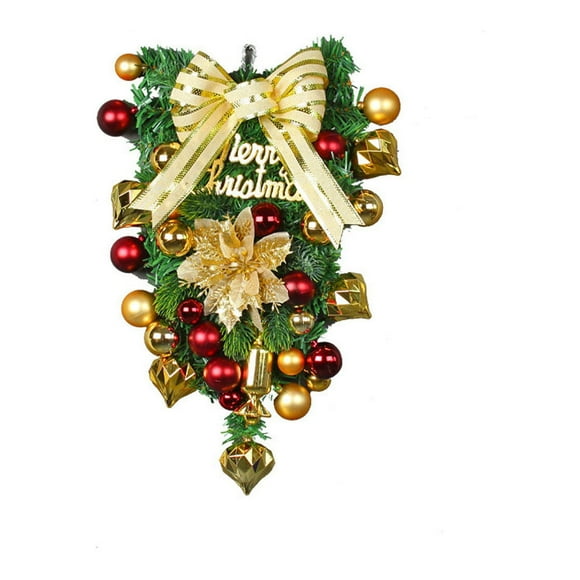 Rbaofujie Christmas Wreaths for Front Door Christmas Decoration Rattan Electroplating Wreath Wall Hanging 18.5 Inch Outdoor Home Doorway Stair Decoration Christmas Gift Vintage Christmas Decor