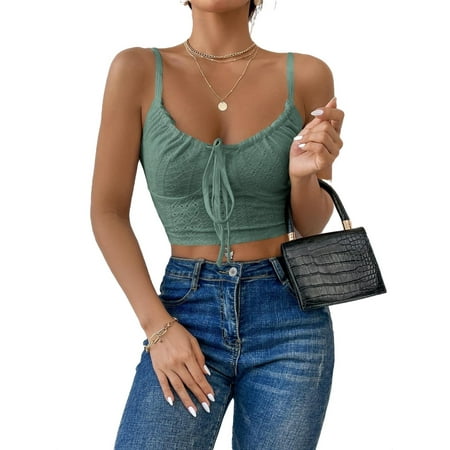 

Women s Knot Front Shiffy Bustier Cami Top Green XS