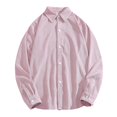 thumbnail image 1 of Camisas Deportivas Hombre Camisa informal de pana con un solo pecho para hombre, Otoño Invierno, solapa, playa, manga larga, vacaciones al libre (Pink, L), 1 of 5
