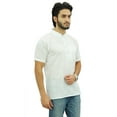 thumbnail image 2 of Atasi Men's Short Sleeve White Cotton Mandarin Collar Shirt Ethnic Clothing-Small, 2 of 7