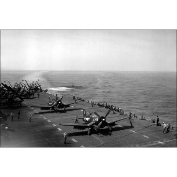 24"x36" Gallery Poster, USS Boxer (CV-21) Vought F4U-4 Corsair VF-884 and VF-791 1951