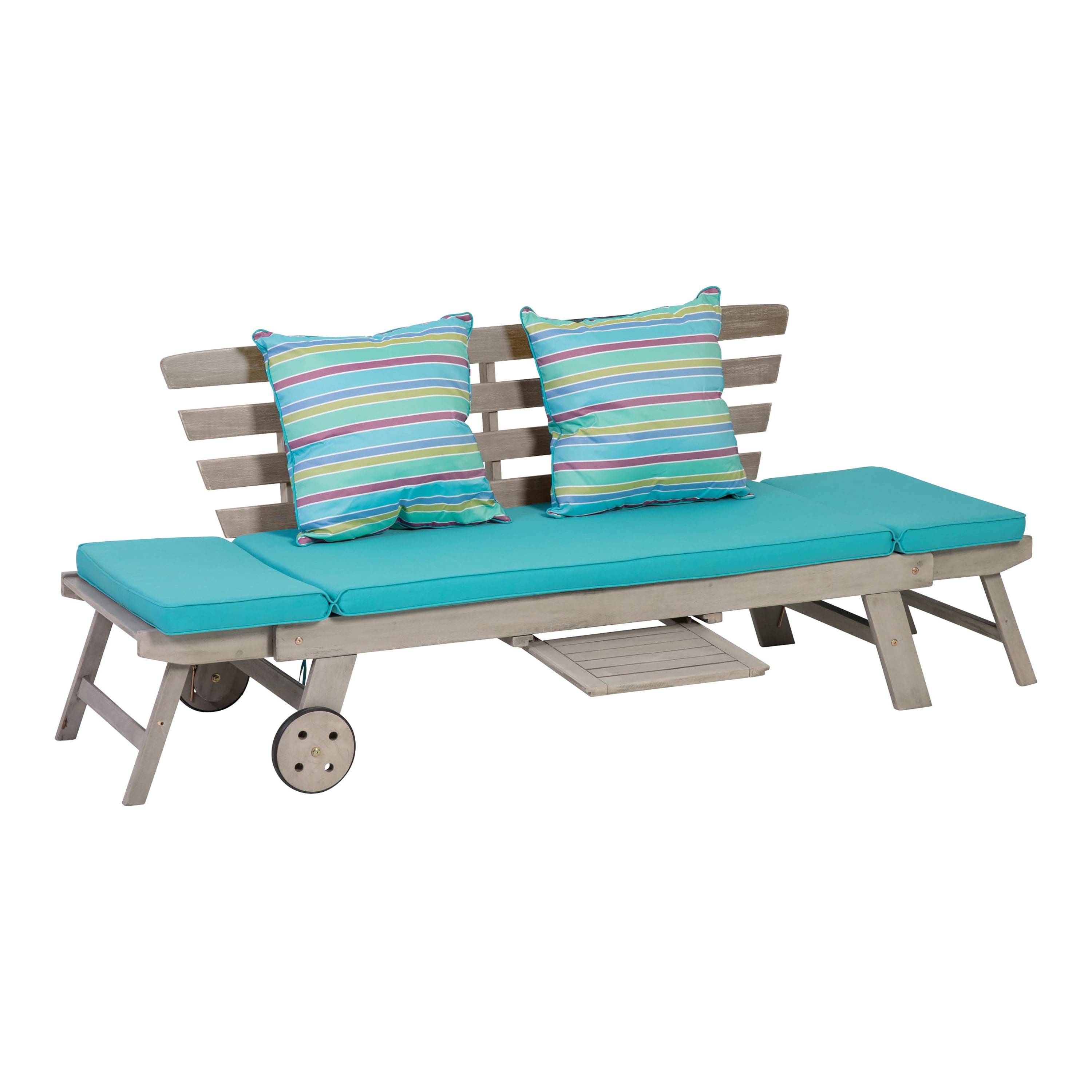 Furniture of America Kona Wood Modern Convertible Twin Daybed with Wheels up to 300 lbs, Gray and Blue