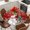 Red, variant on Beige Christmas Round Tablecloth, Fitted Table Cover with Elastic for 36"-44" Round Tables, Snowman Xmas Tree Poinsettia Eucalyptus Table Cloth Outdoor Indoor Dinning Party Waterproof Tablecloths