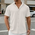 thumbnail image 2 of Mens Shirts Linen Short Sleeve Lightweight Breathable Casual Summer Outdoor Activities Tops, 2 of 5