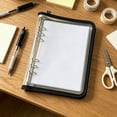 thumbnail image 4 of Leodye 1PCS Transparent PVC Zipper Loose-Leaf Folder, Two-Color Edge Design, Multifunctional Notebook Cover and File Storage Bag -7.9*5.5*1.2in, 4 of 7