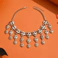 thumbnail image 2 of Gothic Silvery Skull Tassel Necklace - Perfect For Halloween & Parties, Alloy Fashion Accessory For Women, 2 of 5