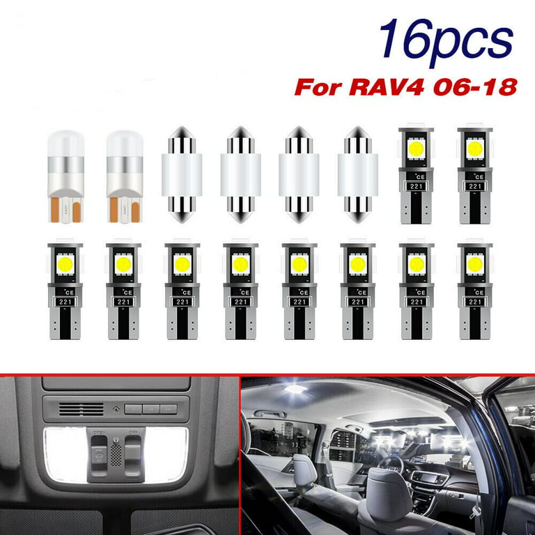 Yiyasu 16pc Led Light Kit For Toyota Rav4 2006 2018 Interior Lights Bulbs Package White Com