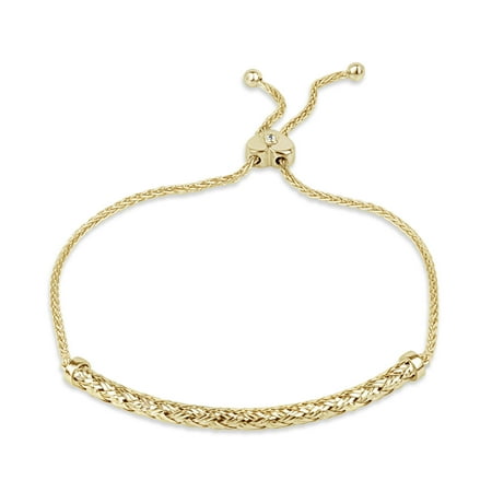18k Over Sterling Silver Bracelet - 18K over Sterling Silver Braided Bar Bolo Adjustable Bracelet