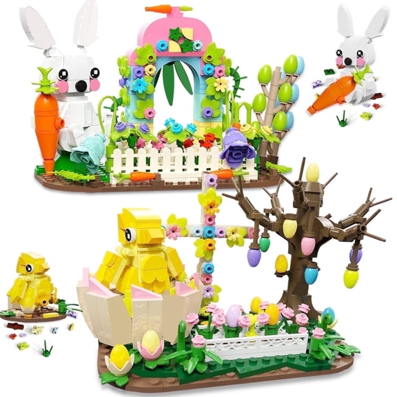 Leimao Rabbit Chick Animal Toy Building Set for Kids 8 ,Easter Creative Play Building Toy(877Pcs)