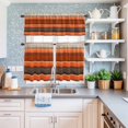 thumbnail image 6 of Kitchen Window Curtains Valance and Tier Set, Retro Orange Brown Beige Stripes Rod Pocket Tier Curtain Valance Set, Wood Grain Light Filtering Cafe Curtains for Bedroom Living Room, 6 of 9
