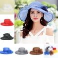 thumbnail image 6 of Women Fashion Elegant Floral Caps Wedding Church Dress Wide Brim Tea Hat Bucket Kentucky Derby Sun Hats, 6 of 7
