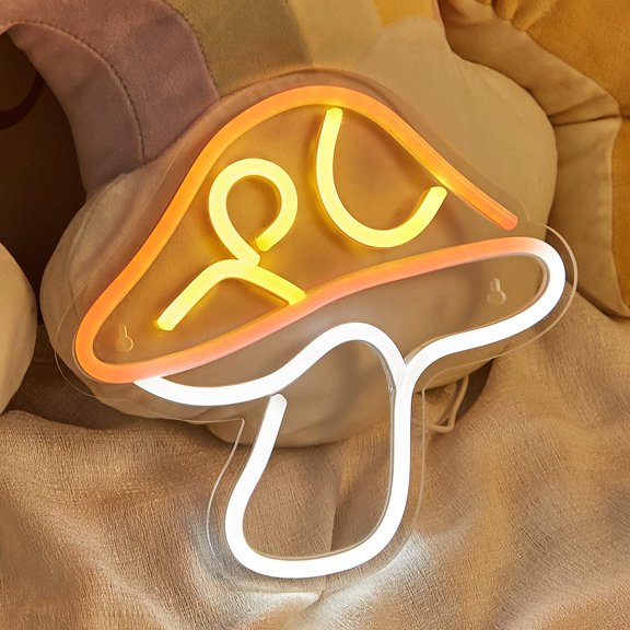 LED Neon Mushroom Cute Neon Sign, USB Powered Neon Signs Night Light, 3D Wall Art & Game room Bedroom Living Room party Decor lamp for Children Kids Girls Boys