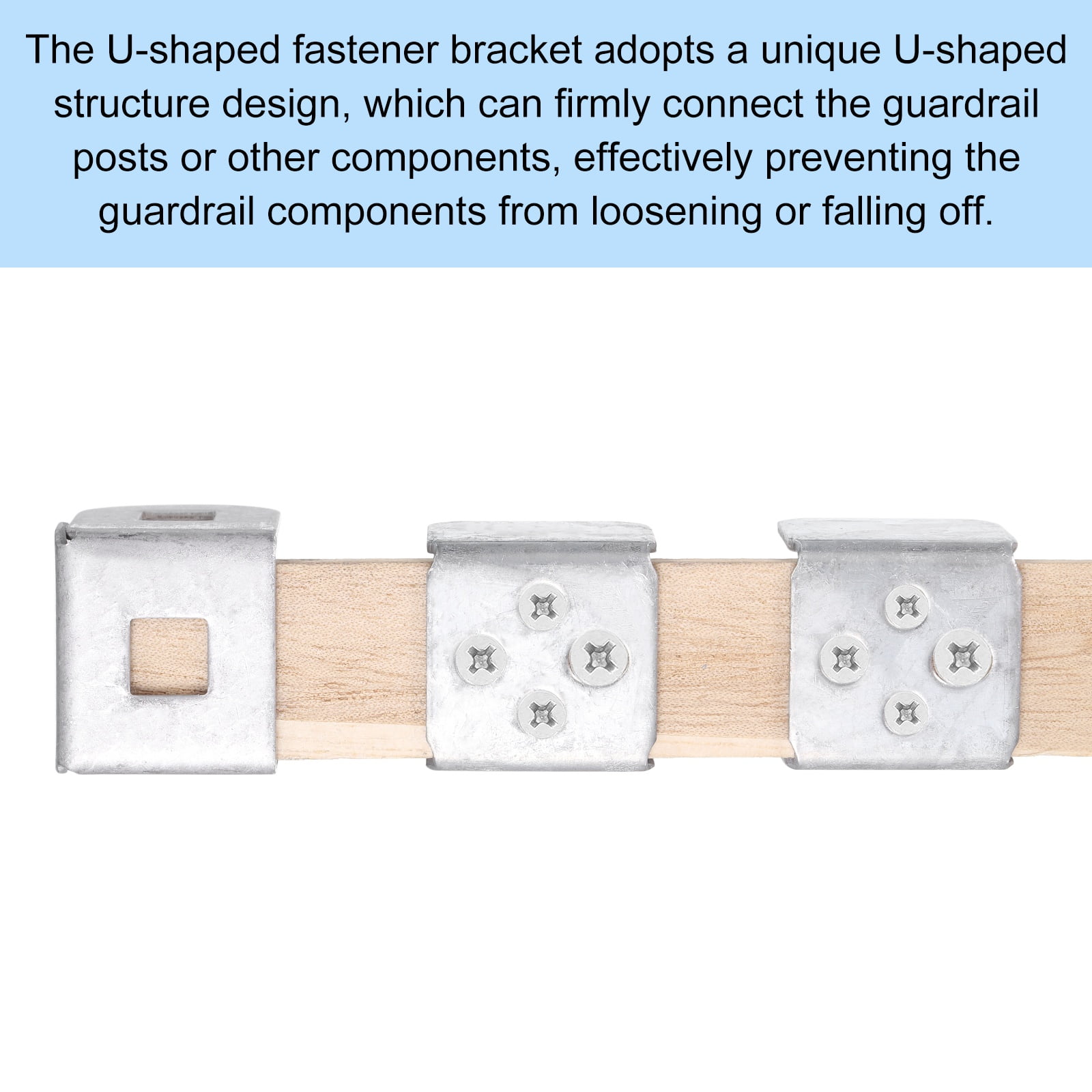 Uxcell 10 Pcs U Bracket for 1.63" Panels, 59 x 44.5 x 41mm Metal U Shaped Fasteners Brackets for Guardrail or Partitions Connection, Silver