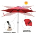 thumbnail image 3 of Ainfox 9ft Patio Umbrella Outdoor Portable Table Market Umbrella with Push Button Tilt/Crank Waterproof UV-proof, Burgundy, 3 of 6