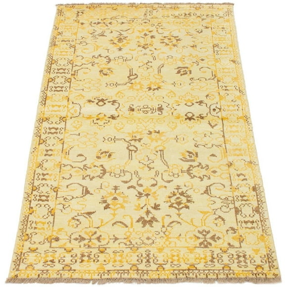 ECARPETGALLERY Tapis Noué à la Main pour Salon, Salle à Manger et Chambre à Coucher Surteint Collection Surteint coloré 5'0" x 7'10" en Jaune