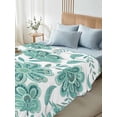 thumbnail image 5 of Queen Flat Sheet 90"x102", Turquoise Paisley Floral Soft Lightweight Bedding Flat Sheets Only, Boho Vintage Ethnic Flowers Brushed Microfiber Top Bed Sheet, Breathable StainResistant Bedsheets, 5 of 9