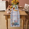 thumbnail image 2 of Independence Day Table Runner 72 Inches, Blue Truck USA Flag Floral Wooden Bed Runner Dresser Scarves Tabletop for Indoor Outdoor Parties/Ceremony/Banquet, 18" x 72", 2 of 9
